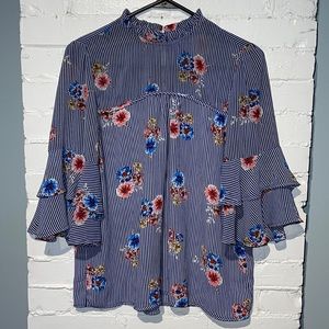 Pin Striped, Floral Blouse